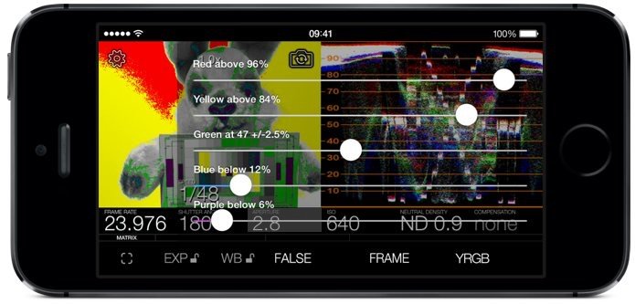 image of Cine Meter II app open on a smartphone