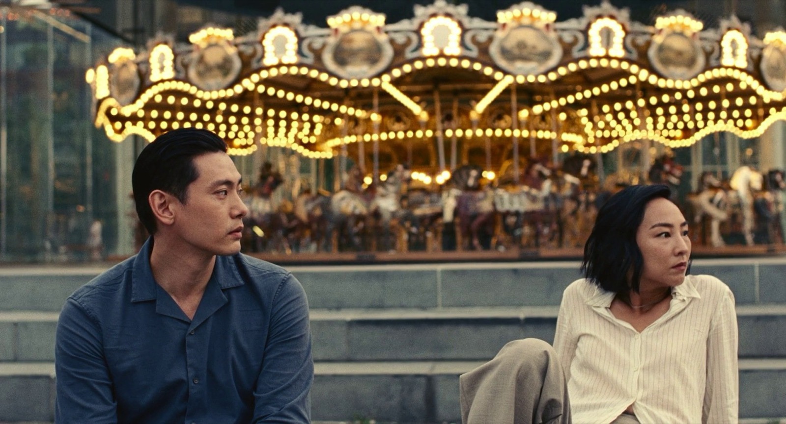 film still from Past Lives (2023), one of the best films set in New York