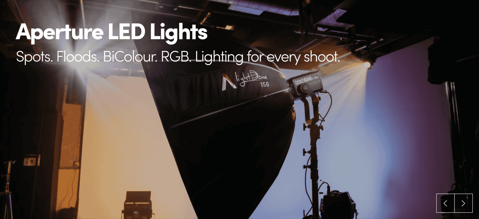 Aperture LED lights available for hire from The Kit Room