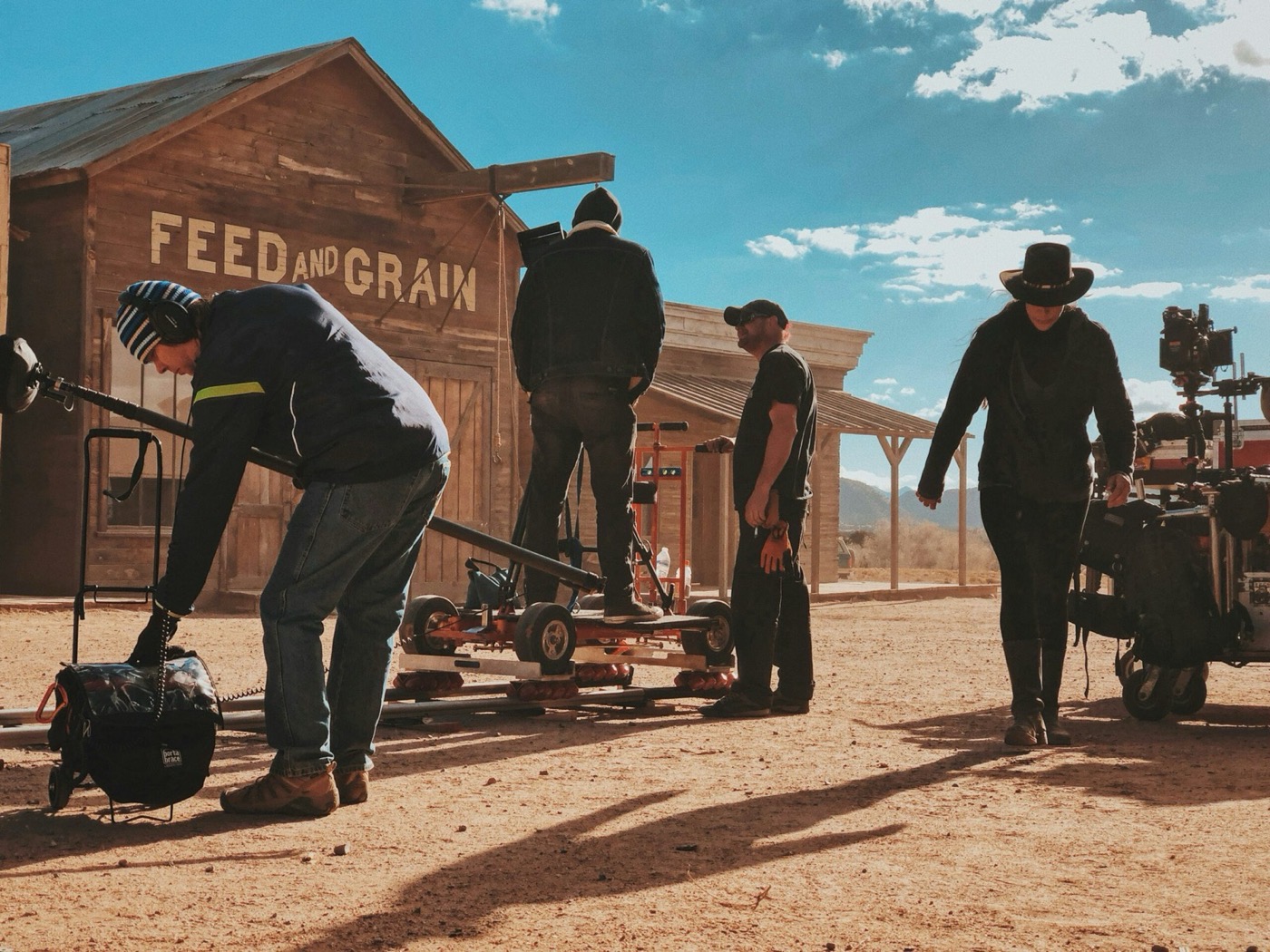 image of a film set in a desert