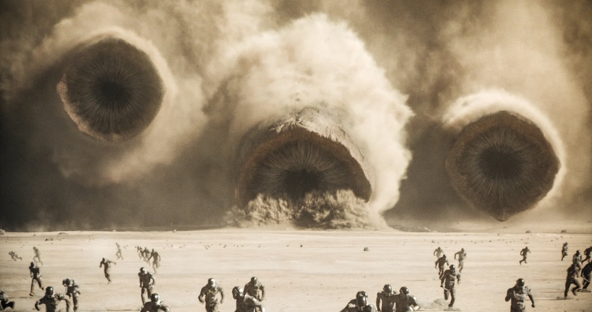 Dune: Part 2 (2024) – sweeping golden sand dunes at Abu Dhabi and Jordan used as the Arrakis desert filming location