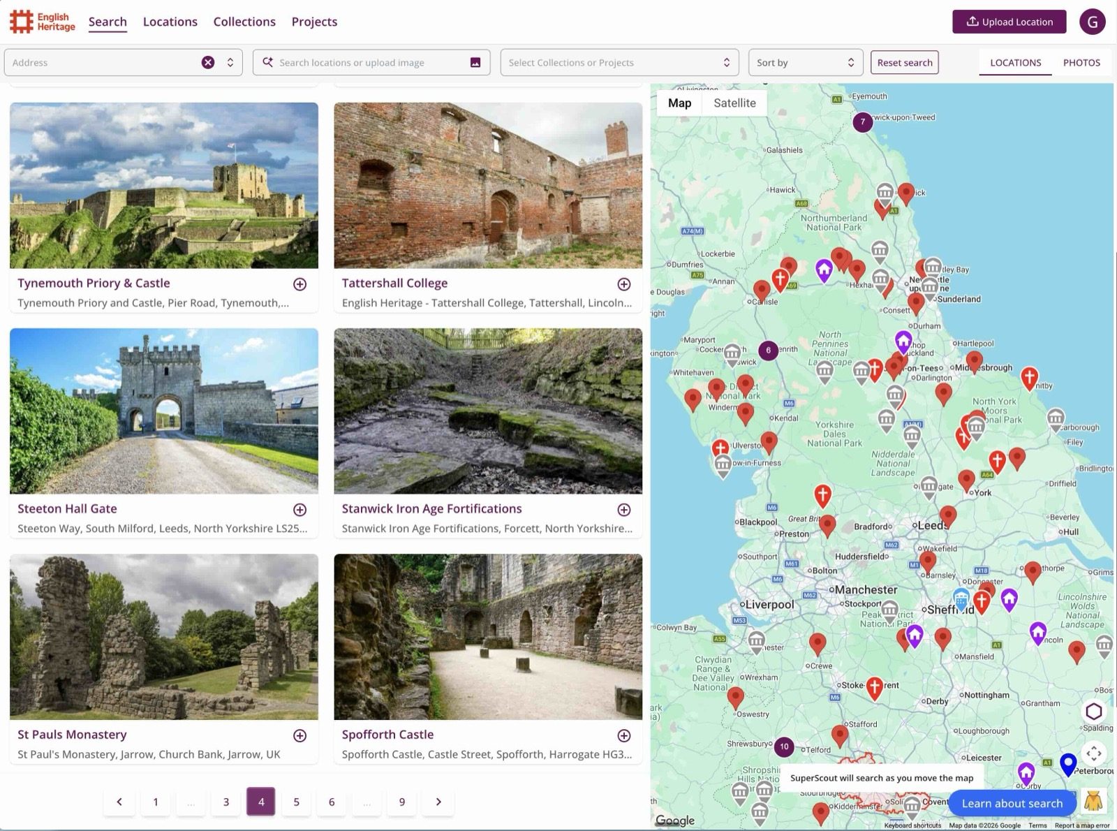 SuperScout dashboard — English Heritage example