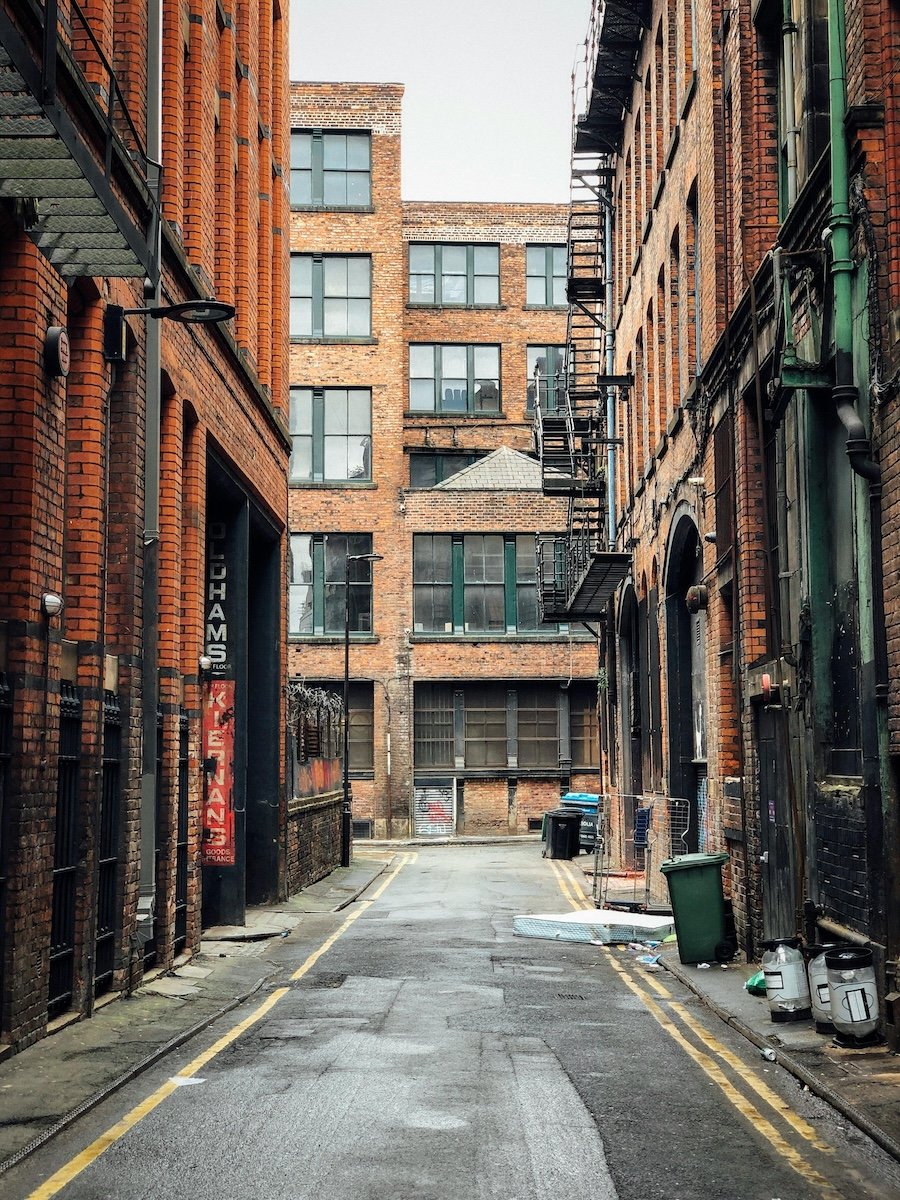 Red brick buildings of The Northern Quarter, Manchester