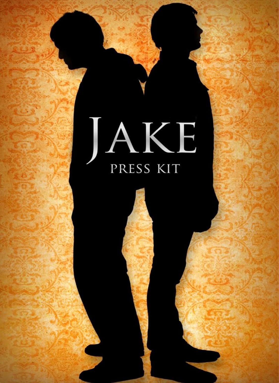 Jake film press kit cover design with two silhouettes on a decorative patterned background