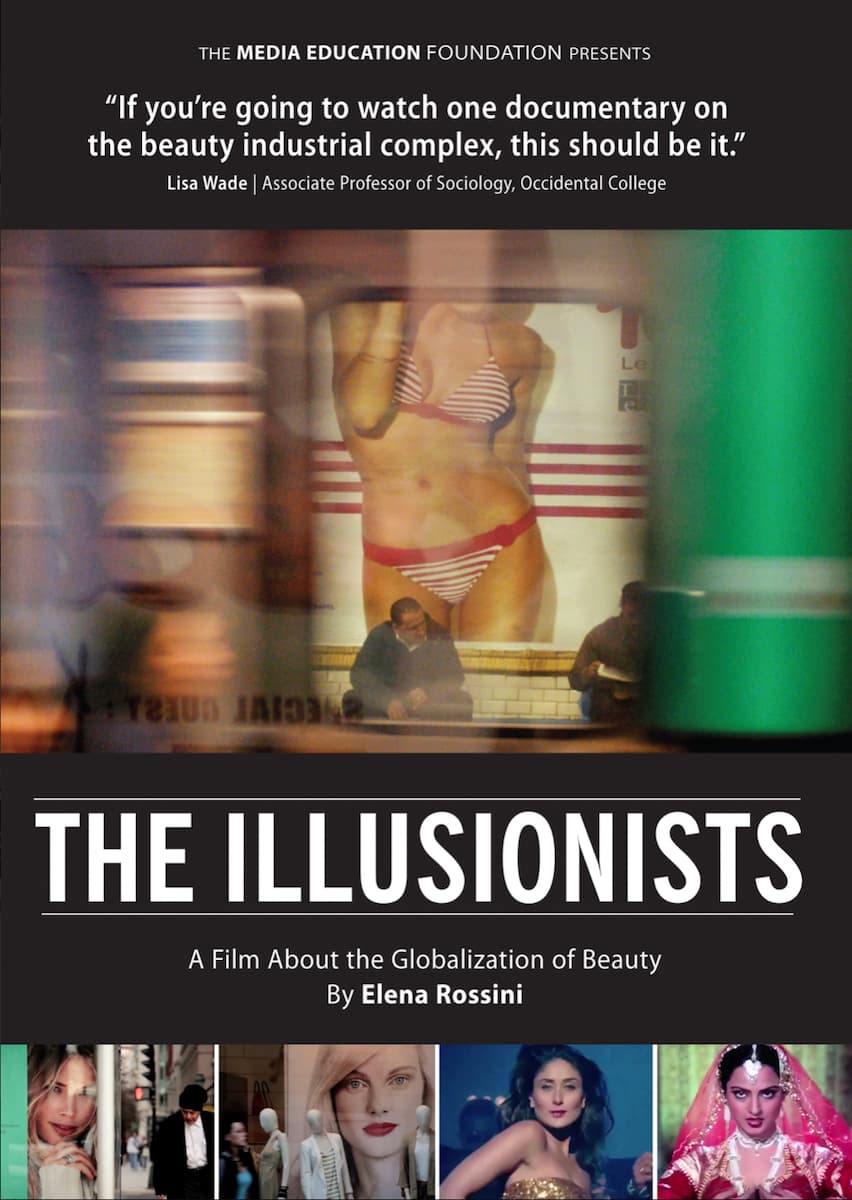 The Illusionists documentary poster showing a subway billboard scene, a film about the globalization of beauty